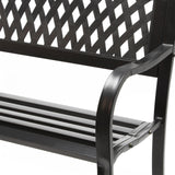 Metal Garden Bench with Lattice Design Back