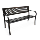 Metal Garden Bench with Lattice Design Back