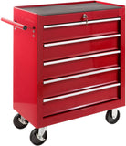 Workshop Trolley 5 Compartments Central Lockable Anti-Slip Coating Wheels with Parking Brake Solid Metal