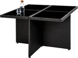 Black Rattan aluminum 4 + 1 + 4 seating group Cube 4 chairs 1 table 4 stools + protective cover