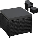 Black Rattan aluminum 4 + 1 + 4 seating group Cube 4 chairs 1 table 4 stools + protective cover