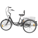 ADULT TRICYCLE TRIKE WHITE 6 SPEED 24" WHEEL BLACK