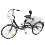 ADULT TRICYCLE TRIKE WHITE 6 SPEED 24" WHEEL BLACK