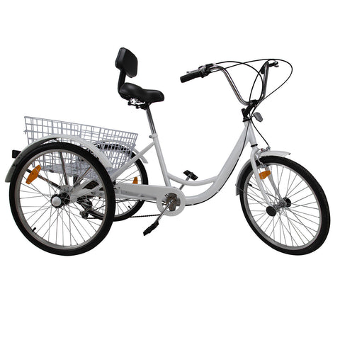 Adult tricycle trike white 6 speed 24" wheel