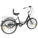ADULT TRICYCLE TRIKE WHITE 6 SPEED 24" WHEEL BLACK