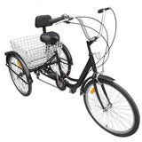ADULT TRICYCLE TRIKE WHITE 6 SPEED 24" WHEEL BLACK