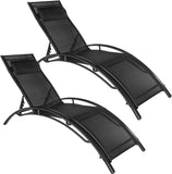Set of 2 x Aluminum Sun Loungers, Weather-Resistant, Including Head Pad 6 COLOURS