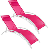 Set of 2 x Aluminum Sun Loungers, Weather-Resistant, Including Head Pad 6 COLOURS