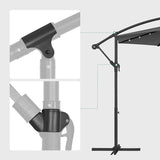 Parasol with LED Solar Lighting, Cantilever Garden Umbrella, 32 LED Lights with Stand Red Grey Beige Brown