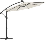 Parasol with LED Solar Lighting, Cantilever Garden Umbrella, 32 LED Lights with Stand Red Grey Beige Brown