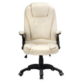 Executive Office / Gaming Chair Luxury Leather Reclining Cream