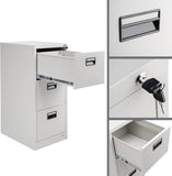 Filing Cabinet Office Storage Cupboard Metal with 3 Drawers for Hanging A4 Files WHITE