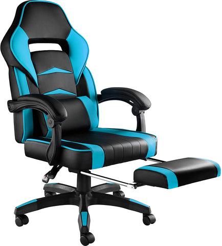 Computer Chair, Gaming Executive With Footrest Light Bue